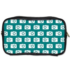 Modern Chic Vector Camera Illustration Pattern Toiletries Bags by GardenOfOphir