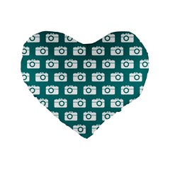 Modern Chic Vector Camera Illustration Pattern Standard 16  Premium Flano Heart Shape Cushions