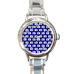 Modern Chic Vector Camera Illustration Pattern Round Italian Charm Watches by GardenOfOphir