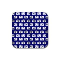 Modern Chic Vector Camera Illustration Pattern Rubber Coaster (square)  by GardenOfOphir