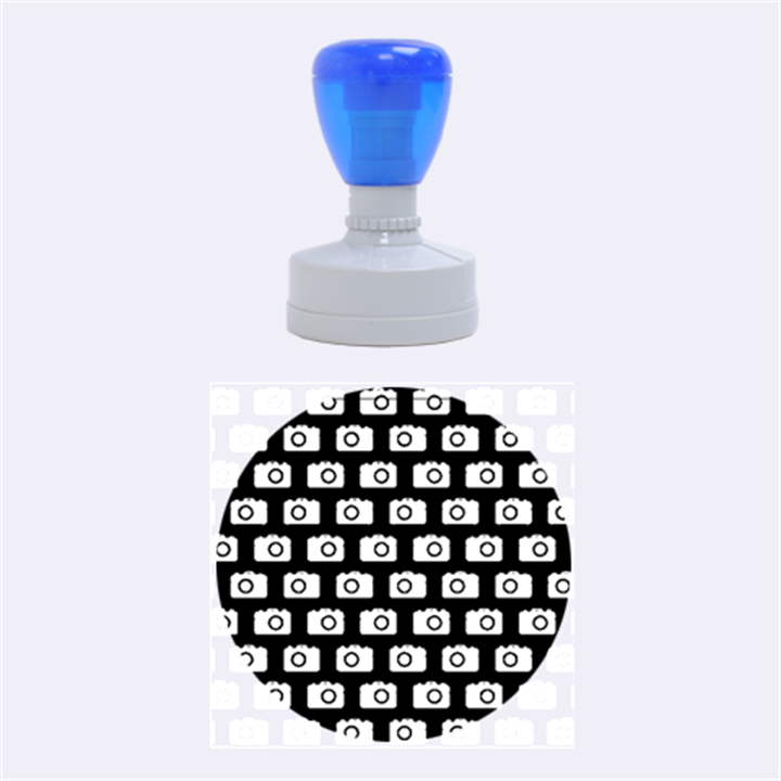 Modern Chic Vector Camera Illustration Pattern Rubber Round Stamps (Medium)