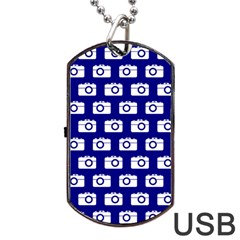 Modern Chic Vector Camera Illustration Pattern Dog Tag Usb Flash (two Sides)  by GardenOfOphir