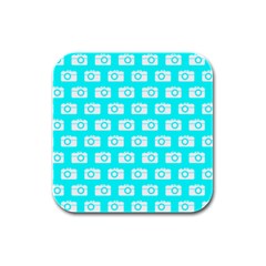 Modern Chic Vector Camera Illustration Pattern Rubber Square Coaster (4 Pack)  by GardenOfOphir