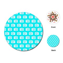 Modern Chic Vector Camera Illustration Pattern Playing Cards (round) 