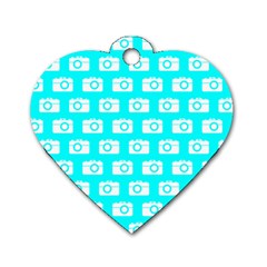 Modern Chic Vector Camera Illustration Pattern Dog Tag Heart (one Side) by GardenOfOphir