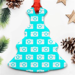 Modern Chic Vector Camera Illustration Pattern Christmas Tree Ornament (2 Sides) by GardenOfOphir