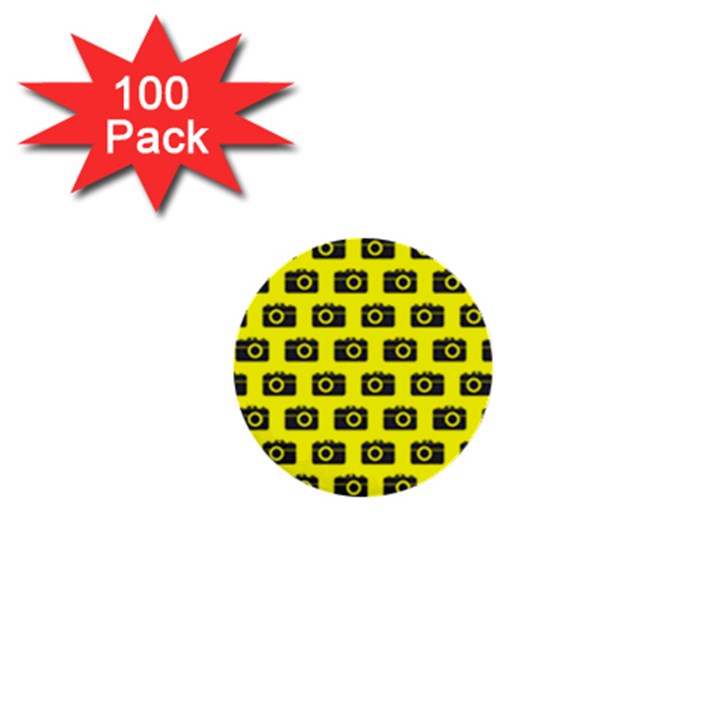 Modern Chic Vector Camera Illustration Pattern 1  Mini Buttons (100 pack) 