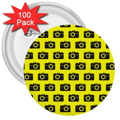 Modern Chic Vector Camera Illustration Pattern 3  Buttons (100 Pack) 