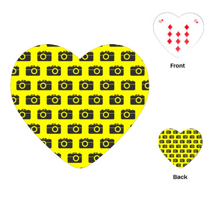 Modern Chic Vector Camera Illustration Pattern Playing Cards (Heart) 