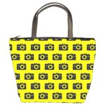 Modern Chic Vector Camera Illustration Pattern Bucket Bags Front