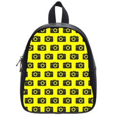 Modern Chic Vector Camera Illustration Pattern School Bags (small) 