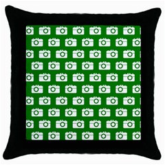 Modern Chic Vector Camera Illustration Pattern Throw Pillow Cases (black) by GardenOfOphir