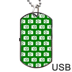 Modern Chic Vector Camera Illustration Pattern Dog Tag Usb Flash (one Side) by GardenOfOphir