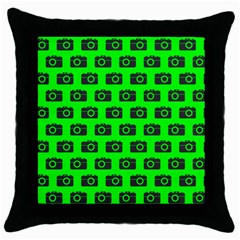 Modern Chic Vector Camera Illustration Pattern Throw Pillow Cases (black)