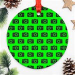 Modern Chic Vector Camera Illustration Pattern Round Ornament (Two Sides)  Front