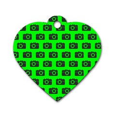 Modern Chic Vector Camera Illustration Pattern Dog Tag Heart (two Sides) by GardenOfOphir