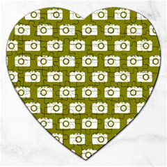 Modern Chic Vector Camera Illustration Pattern Jigsaw Puzzle (heart) by GardenOfOphir