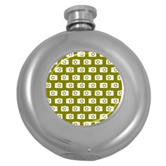 Modern Chic Vector Camera Illustration Pattern Round Hip Flask (5 Oz)