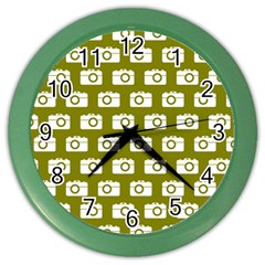 Modern Chic Vector Camera Illustration Pattern Color Wall Clocks