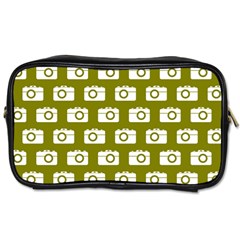 Modern Chic Vector Camera Illustration Pattern Toiletries Bags by GardenOfOphir