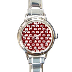 Modern Chic Vector Camera Illustration Pattern Round Italian Charm Watches