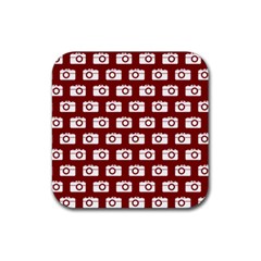 Modern Chic Vector Camera Illustration Pattern Rubber Coaster (square) 