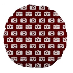 Modern Chic Vector Camera Illustration Pattern Large 18  Premium Flano Round Cushions