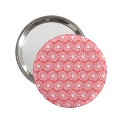 Coral Pink Gerbera Daisy Vector Tile Pattern 2 25  Handbag Mirrors by GardenOfOphir