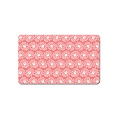 Coral Pink Gerbera Daisy Vector Tile Pattern Magnet (name Card) by GardenOfOphir