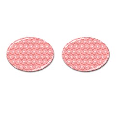 Coral Pink Gerbera Daisy Vector Tile Pattern Cufflinks (oval) by GardenOfOphir