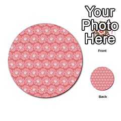 Coral Pink Gerbera Daisy Vector Tile Pattern Multi-purpose Cards (round)  by GardenOfOphir