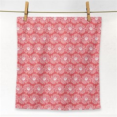 Coral Pink Gerbera Daisy Vector Tile Pattern Face Towel by GardenOfOphir