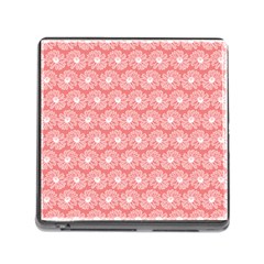 Coral Pink Gerbera Daisy Vector Tile Pattern Memory Card Reader (square) by GardenOfOphir