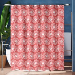 Coral Pink Gerbera Daisy Vector Tile Pattern Shower Curtain 60  X 72  (medium) 