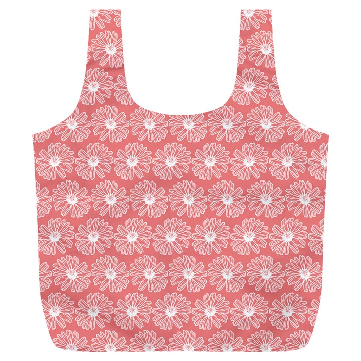 Coral Pink Gerbera Daisy Vector Tile Pattern Full Print Recycle Bags (L) 