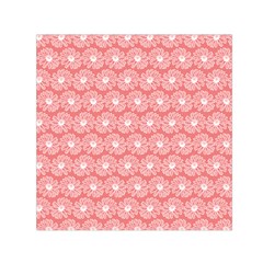 Coral Pink Gerbera Daisy Vector Tile Pattern Small Satin Scarf (square) 