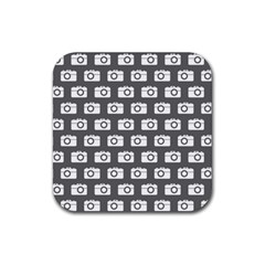 Modern Chic Vector Camera Illustration Pattern Rubber Coaster (square)  by GardenOfOphir