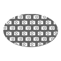 Modern Chic Vector Camera Illustration Pattern Oval Magnet by GardenOfOphir