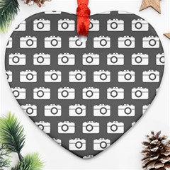 Modern Chic Vector Camera Illustration Pattern Heart Ornament (2 Sides) by GardenOfOphir