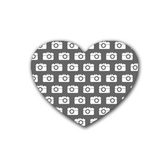 Modern Chic Vector Camera Illustration Pattern Rubber Coaster (heart) 