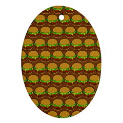 Burger Snadwich Food Tile Pattern Ornament (oval)  by GardenOfOphir