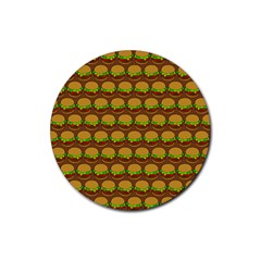 Burger Snadwich Food Tile Pattern Rubber Coaster (round)  by GardenOfOphir