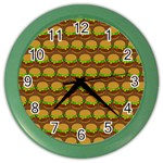 Burger Snadwich Food Tile Pattern Color Wall Clocks Front