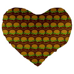 Burger Snadwich Food Tile Pattern Large 19  Premium Heart Shape Cushions by GardenOfOphir