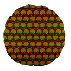 Burger Snadwich Food Tile Pattern Large 18  Premium Flano Round Cushions by GardenOfOphir