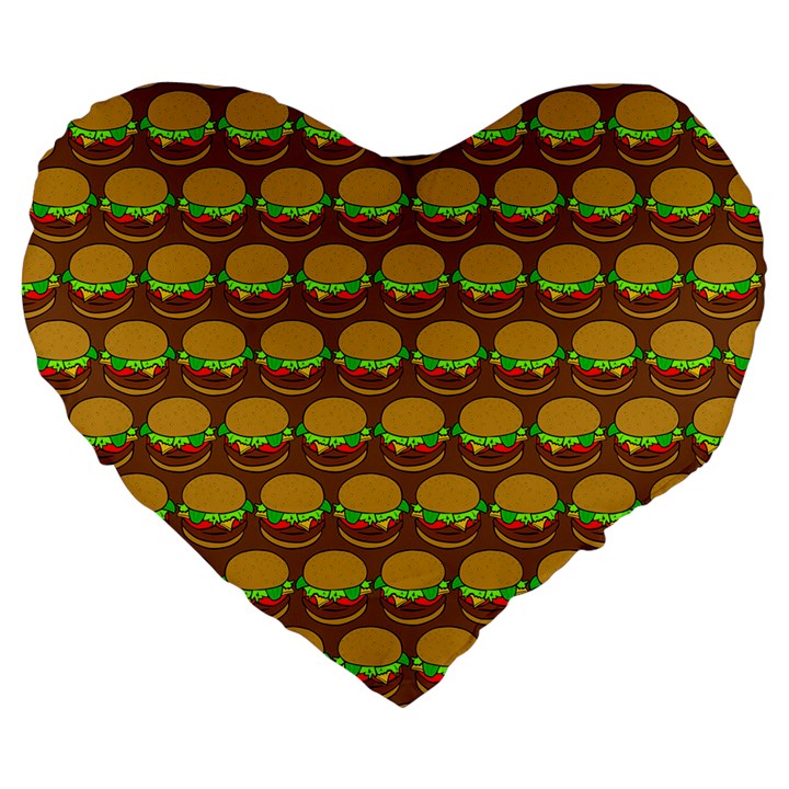 Burger Snadwich Food Tile Pattern Large 19  Premium Flano Heart Shape Cushions