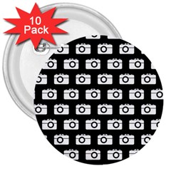 Modern Chic Vector Camera Illustration Pattern 3  Buttons (10 Pack) 