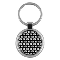 Modern Chic Vector Camera Illustration Pattern Key Chains (round) 