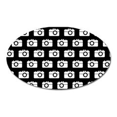 Modern Chic Vector Camera Illustration Pattern Oval Magnet