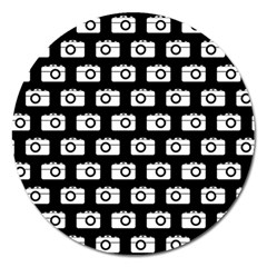 Modern Chic Vector Camera Illustration Pattern Magnet 5  (round) by GardenOfOphir